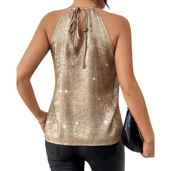 Beautiful Keyhole Collar Halter Lanyard Top - Picture 2 of 4